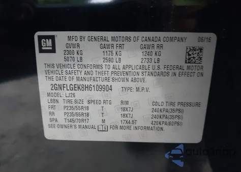 2017 Chevrolet Equinox Premier z USA, uszkodzony, nr VIN 2GNFLGEK8H6109904